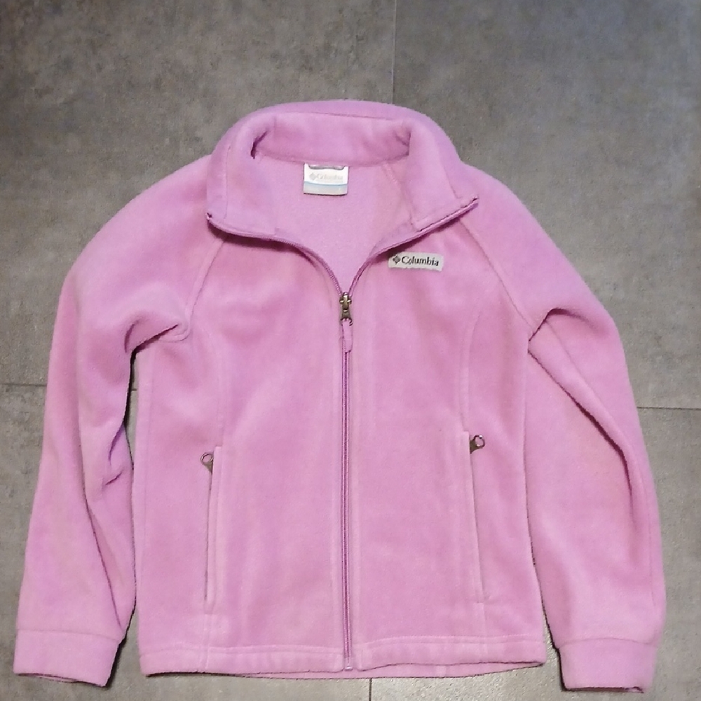 Columbia Pink Fleece Zip Up Jacket Little Girls Size Small-7/8.